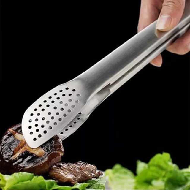 Stainless Steel Food Tongs Non-stick BBQ Kitchen Cooking For Steak Cake Serving^