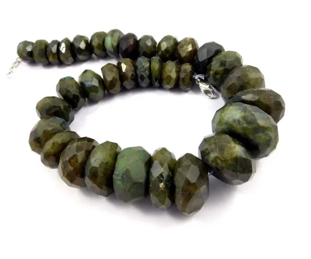 955 Cts.100% Natural Faceted Labradorite Tumbles Gemstone 16" Necklace JC12133