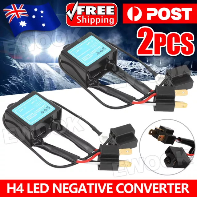 2Pcs H4 LED Reversed Polarity Converter Positive Negative Switch Harness Adapter