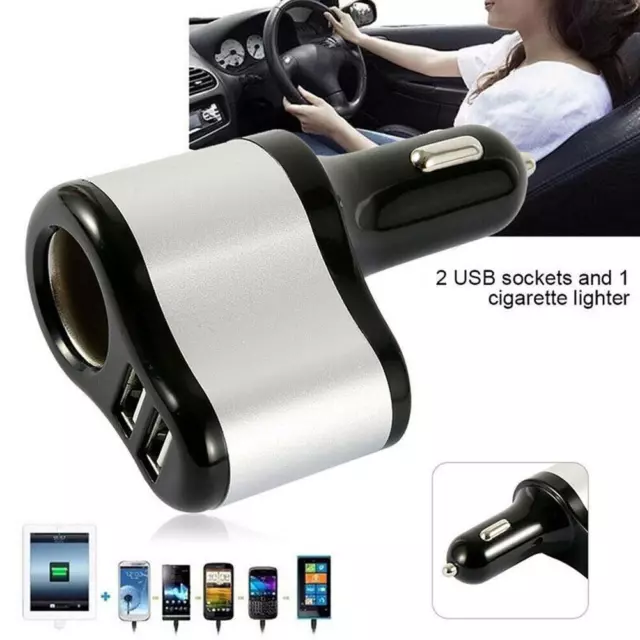 2 in1 Way Car Cigarette Lighter Splitter Socket 2 USB Power Charger Adapter --DE