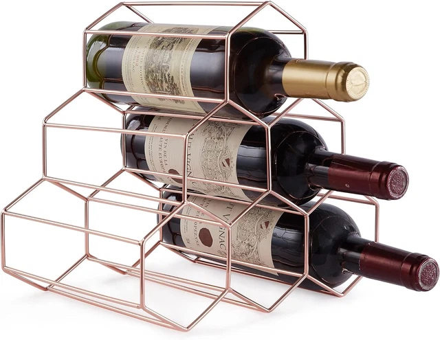 Portabottiglie Vino A Nido D'Ape Metallico - Scaffale Decorativo Per Cantina O Cucina - Colore Oro - Foto 9