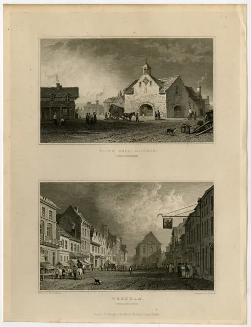 Antique Print-WALES-ENGLAND-DENBIGHSHIRE-RUTHIN-WREXHAM-Gastineau-Wallis-1831