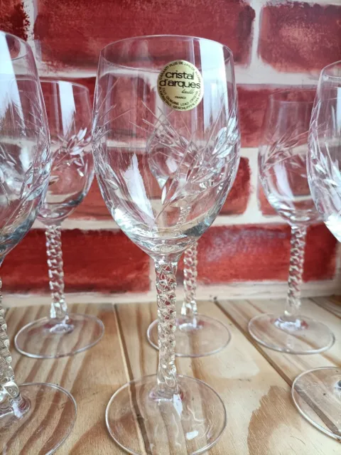 6 verres à vin blanc porto  cristal d'Arques modèle épi fleury