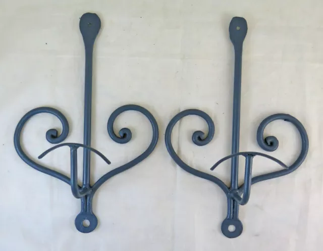 Two Old Coat Hangers Wall Wrought Iron Forged by Hand Hanger CH16