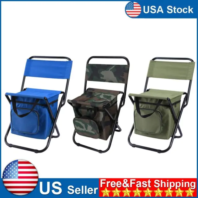 LEADALLWAY Fishing Chair with Cooler Bag Compact Fishing Stool Foldable  Camping