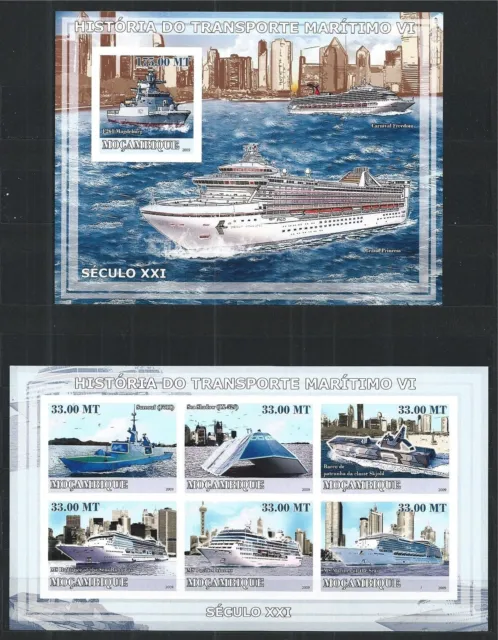 Mozambique 2009 Block Mini Sheet Set Imperf Ship Boat