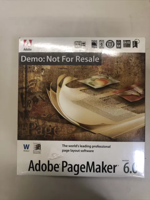 Vintage Adobe Pagemaker 6.0 For Windows 95 Cd Sealed - Preowned