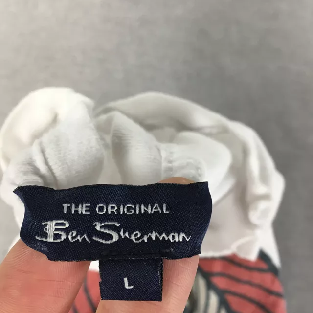 BEN SHERMAN MENS T-Shirt Size L White Big Logo Short Sleeve Tee EUR 7 ...