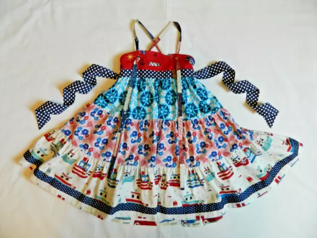 Matilda Jane Platinum Dress size 6  #10/12 Red White Blue