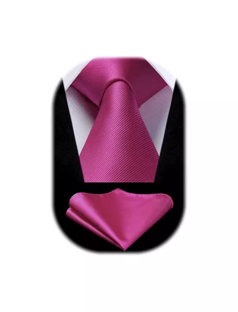 Solid Color Ties for Men Formal 3.35" Necktie Business Tie and Pocket Square Set