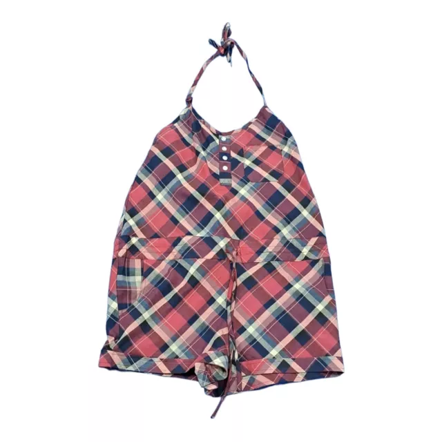 Qed London Red Mix Check Halter Playsuit Womens Size 10 (HF29)