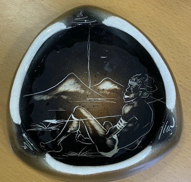 Ashtray Vintage Retro Indigenous Aboriginal Australian Pottery