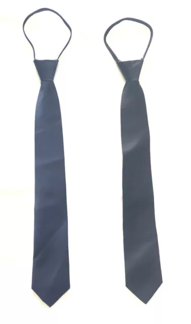 New Men's ready knot pre tied zipper neck tie solid formal  *Navy