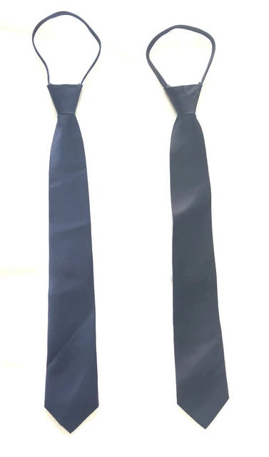 New Men's ready knot pre tied zipper neck tie solid formal  *Navy