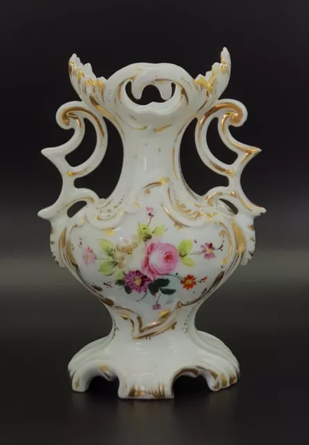 Hand Painted Rococo  Style Porcelain Vase. 17cm. Unsigned