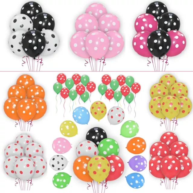 12" Polka Dot Balloons Spotty Printed Latex Party Ballons Plain Baloons Decor UK