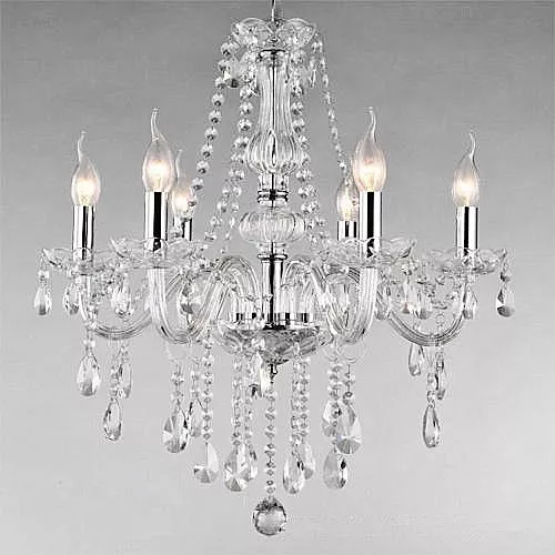 Crystal Chandelier Ceiling Lamp Pendent Light Glass Beads - 4 Color - 6 Heads