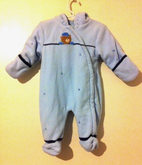 Baby Boys Light Blue Snowsuit Size 3/6 Months EUC!!!
