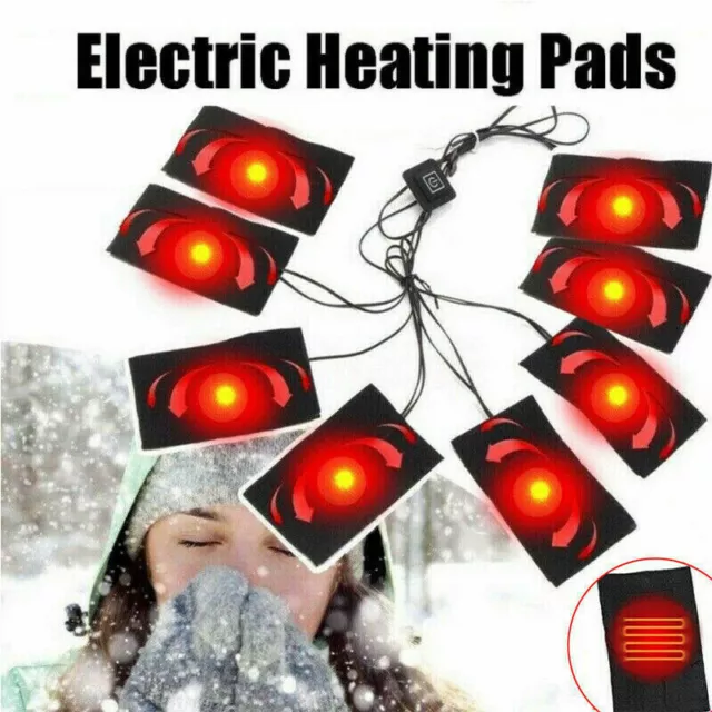 5V USB Electric Heating Pad Jacket Vest Clothes Heater Winter Warmer 3/5/8PCS