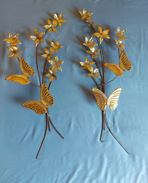 VINTAGE PAIR OF Home Interiors Bird Flowers Matted Gold Oval