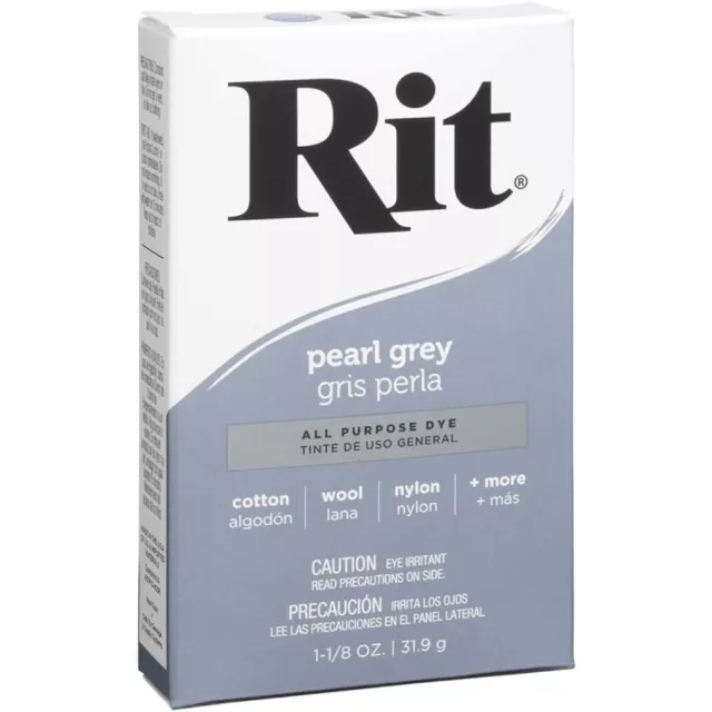 Rit All Purpose Powder Dye 1-1/8 oz Fabric Clothes Wood Crafts Paper, Pearl Grey