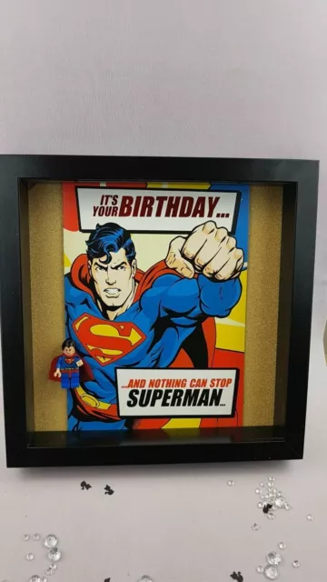 Cadre de boîte LEGO personnalisée Superman impression photo art mural anniversaire fils petit-fils 2