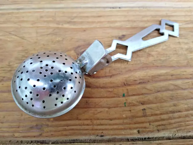 VINTAGE Mid Century Chrome Tea Strainer Spoon