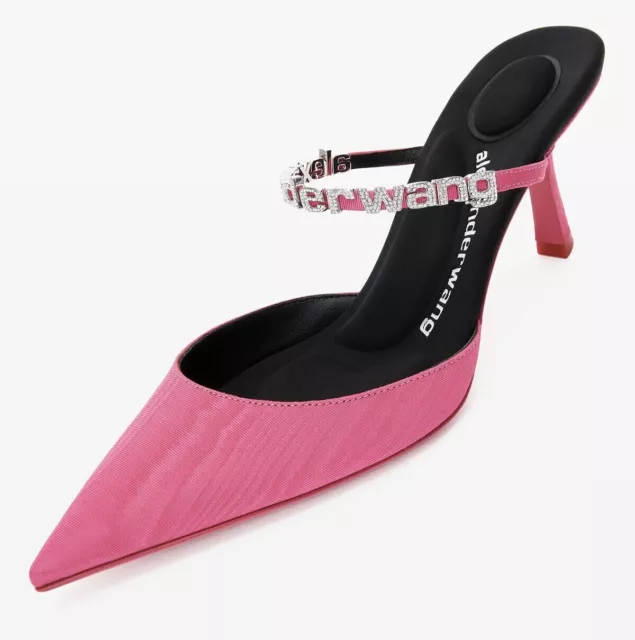 ALEXANDER WANG Women's Pink delphine 65 logo strap mule in viscose Size 38