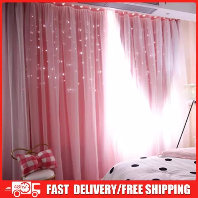 Modern Hollow Star Curtains Anti-fade Hollow Blackout Sheer for Home Living Room