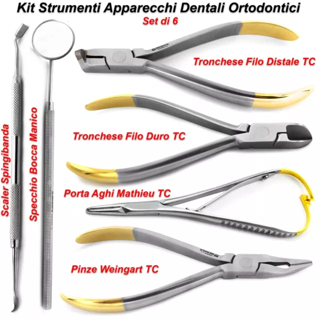 Kit Apparecchi Dentali Ortodontici Pinza Piegafili Porta Aghi Tronchese per Filo