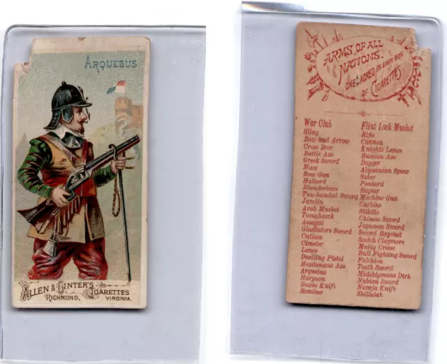 N3 Allen & Ginter, Arms of all Nations, 1887, Arquebus