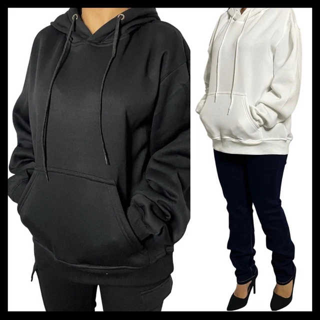 Felpa da uomo donna con cappuccio invernale in pile taglie forti bianca XL XXL