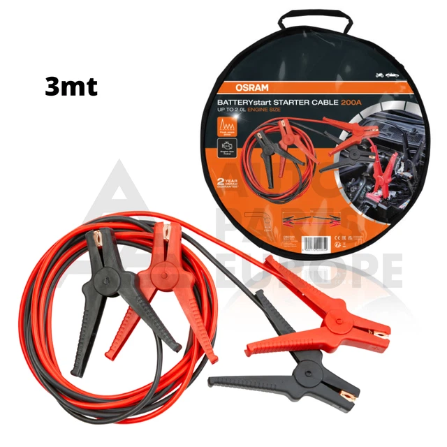 CAVI STARTER PINZA 200A PER AVVIAMENTO BATTERIA AUTO MOTO CAMPER 3,0mt