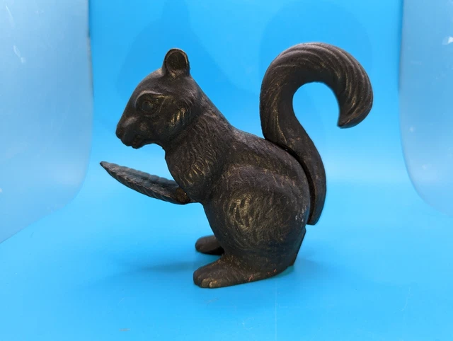 Antique Vintage Cast Iron Squirrel Nut Cracker-Tail Lever-4.5" Tall
