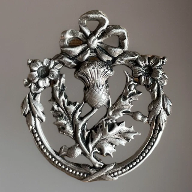 ANCIENNE BROCHE EN Argent ajouré décor CHARDON & RUBAN NOUÉ EUR 50,00 - PicClick FR