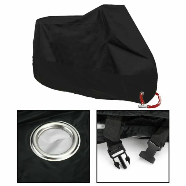 3XL Housse Bâche de Moto Couverture Etanche Respirable UV Pluie Protection/ Noir