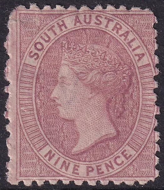 South Australia 1877 Sideface. 9d. Rose-lilac, broad star wmk. Mint. SG 123.