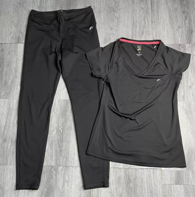 Pacchetto abbigliamento attivo da donna nero F&F - leggings e t-shirt taglia 12