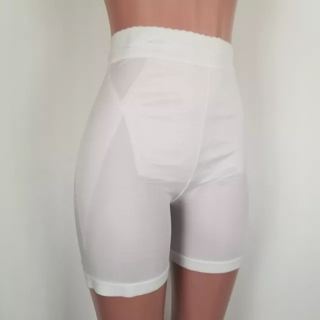 Vintage White Thigh Girdle Panty Shaper High Compression Shorts Sz XL 32