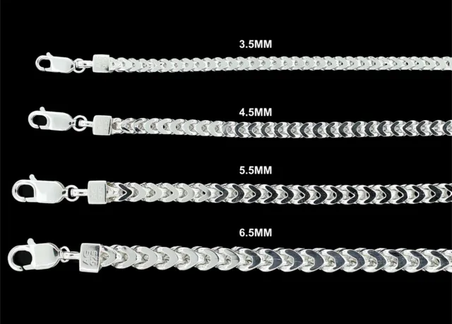 Real SOLID 925 Sterling Silver FRANCO BOX LINK CHAIN Necklace or Bracelet UNISEX