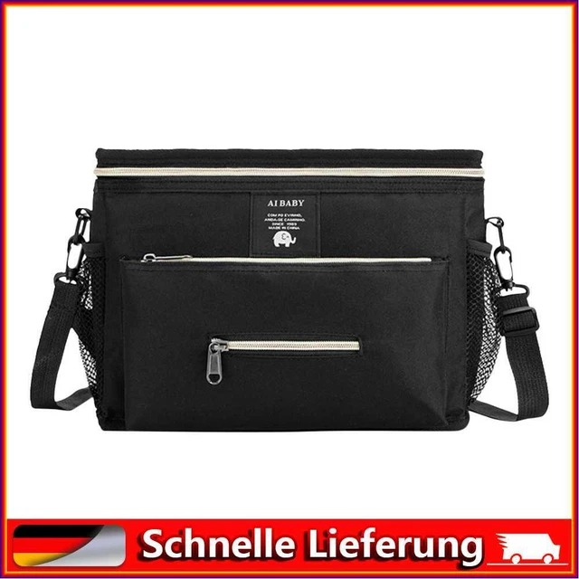 Bolso Cochecito Bebé UKETO, Multicapa, Con Cremallera, Negro