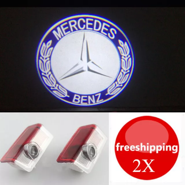 Led Light Door Projector Welcome Red HD Emblem Kit For Mercedes-benz A B E ML.