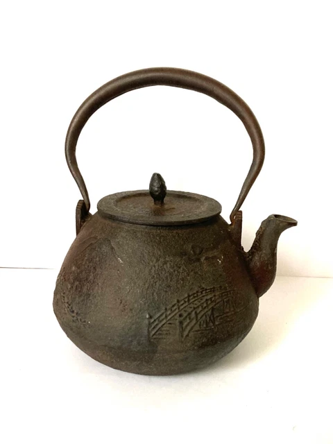 1900's Japanese Cast Iron Tea Kettle Teapot Tetsubin Sg Ryubundou Kinryu-Do