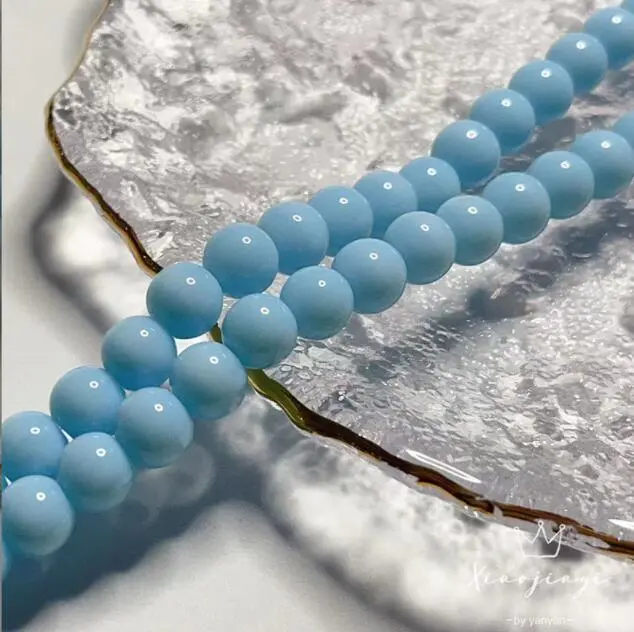 Wholesale 5pcs/package 8mm Glass Porcelain Jade Solid Color Light Beads Bracelet
