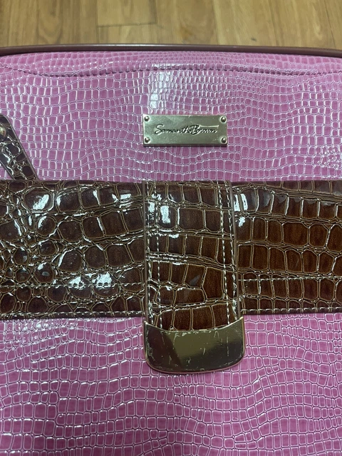 SAMANTHA BROWN classic CROC EMBOSSED 25" SPINNER WHEELED RADIANT ORCHID/CAMEL 5