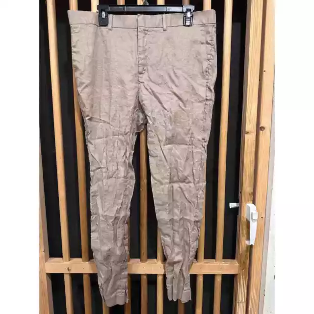 HM Linen Pants Mens Size 36 Brown Slim Fit Chino Casual Flat Front