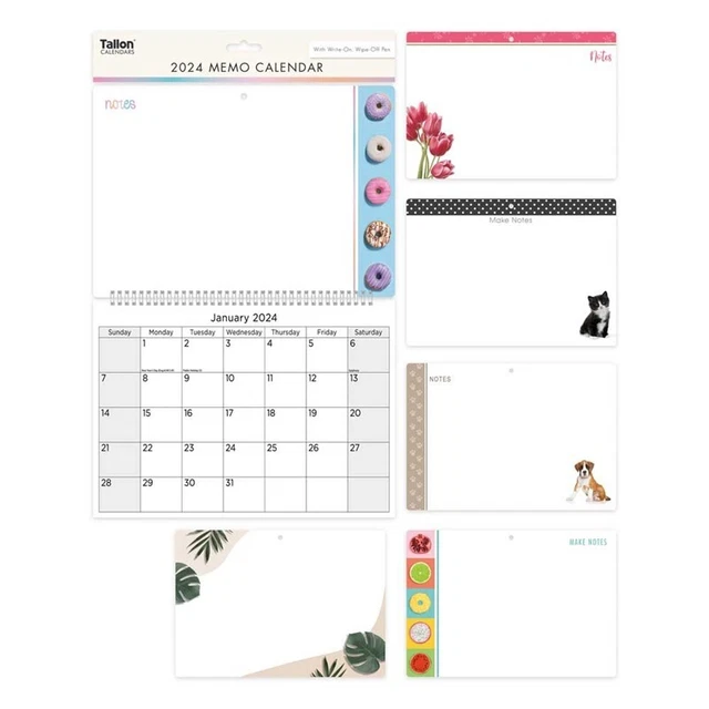 2024 Calendar Monthly Memo Family Organiser Illustrated Wall Planner With Pen