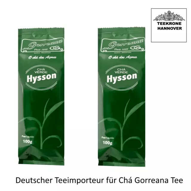 2X 100g Grüner Tee Hysson Loses Blatt Leaf Cha Gorreana Azorentee Teekrone