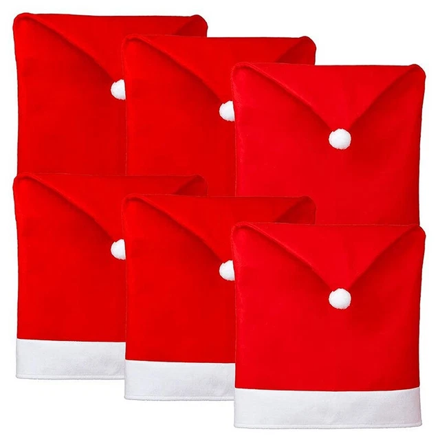 6 pezzi fodere per sedia natalizia cappello Babbo Natale fodere per sedia sala da pranzo vacanze We3908