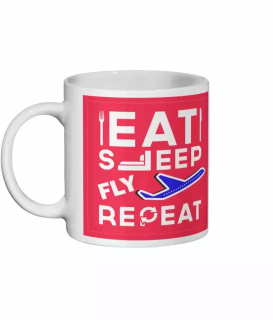 Eat, Sleep, Fly, Repeat Aviation Gift Tea / Coffee Mug | Pilot, Aerospace